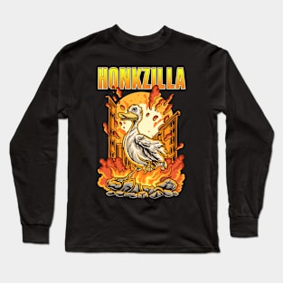 Honkzilla Goose Gifts Men Women Kids Retro Funny Goose Long Sleeve T-Shirt